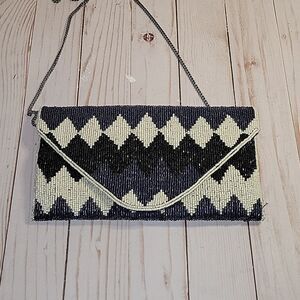 From St Xavier Harper Beaded  Clutch Bag Blue Excellent
